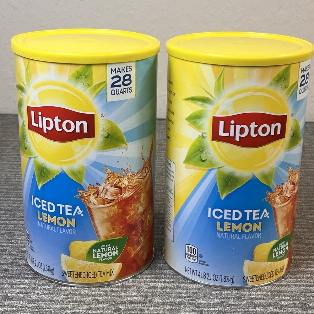 Lipton  Iced Tea Mix Lemon Sweetened Powder 4 lb 2.1 oz Lot of 2 56 Quarts